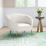 Barrel Chair - Willa Arlo™ Interiors Shurtz 43.5" Wide Barrel Chair Velvet/Fabric in White | 30.5 H x 43.5 W x 31.75 D in | Wayfair