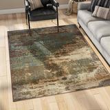 Blue/Brown 63 x 0.315 in Area Rug - Fleur De Lis Living Griffiths Abstract Blue/Green Area Rug, Polypropylene | 63 W x 0.315 D in | Wayfair