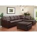Brown Sectional - Red Barrel Studio® Yarber 124" Wide Genuine Leather Right Hand Facing Corner Sectional w/ Ottoman Genuine Leather | Wayfair