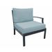 Wrought Studio™ Kandiyohi Left Arm Patio Chair w/ Cushions in Gray/Blue | 33 H x 30 W x 33.5 D in | Wayfair 77C5AC4C5760416F9297B9214EC9FFCB