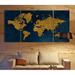 Wexford Home A Premium 'Golden Map' Painting Multi-Piece Image on Canvas Metal in Blue | 32 H x 64 W x 1.5 D in | Wayfair 15133-32323P