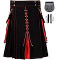 MajesticUK Hybrid Utility kilt Scottish kilts for men Tartan Black Cotton Traditional Highland Dress With Free Deluxe Sporran (40, Red & Black)