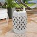 August Grove® Tillia Semi-Porcelain Garden Stool, Ceramic in Gray/White | 18 H x 12.5 W x 12.5 D in | Wayfair 23196C2BBB384F7EB0223BA7A2158FAE
