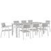 Maine 9 Piece Outdoor Patio Dining Set in White Light Gray - East End Imports EEI-1753-WHI-LGR-SET