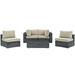 Summon 5 Piece Outdoor Patio Sunbrella® Sectional Set in Canvas Antique Beige - East End Imports EEI-1896-GRY-BEI-SET