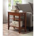American Heritage Three Tier End Table /w Drawer, Cherry in Cherry Finish - Convenience Concepts 7107159CH
