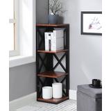 Oxford 3 Tier Corner Bookcase in Cherry/Black - Convenience Concepts 203070CH