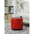 Designs4Comfort Round Accent Storage Ottoman in Red - Convenience Concepts 163523R