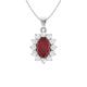 Diamondere Natural and Certified Oval Ruby and Diamond Halo Petite Necklace in 9ct Yellow Gold | 0.79 Carat Pendant with Chain