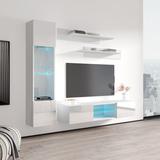 Orren Ellis Beoll Floating Entertainment Center for TVs up to 70" Wood in White | Wayfair 88EEADE6F48446B9A3781AFBE21CD27D