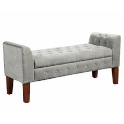 Darby Home Co Delrio Upholstered Bench Solid + Manufactured Wood/Wood/Velvet/Manufactured Wood/Fabric in Gray | 23 H x 50 W x 18 D in | Wayfair