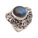 Jepun Mists,'Labradorite and Sterling Silver Dome Ring from Bali'