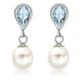 Carissima Gold Women's 9 ct White Gold Blue Topaz and Fresh Water Pearl 6 x 18 mm Teardrop Earrings