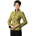 ACVIP Ladies Stand-up Collar Long Sleeve Chinese Jacket (UK 16-18/Chinese 3XL, Green)