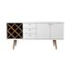 Manhattan Comfort 1010451 - Utopia 4 Bottle Wine Rack Sideboard Buffet Stand w/ 3 Drawers & 2 Shelves in White Gloss & Maple Cream