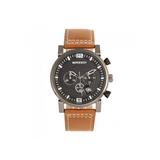 Breed Ryker Chronograph Leather-Band Watch w/ Date Camel/Gunmetal One Size BRD8204