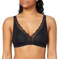 Hanro Women's Cotton Lace Soft Cup BH Wireless Bra, Black (Black 0019), 34 B