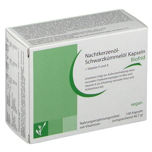 Nachtkerzenöl-Schwarzkümmelöl Kapseln Biofrid 100 St