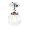 Phansthy Vintage Ceiling Light Fitting with Switch, Modern Clear Glass Flush Mounted Ceiling Lamp E27 Base, Hallway Lighting Fixtures Suitable for Kitchen Loft Cafe Bar (Chrome)