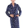 RESPEEDIME Men's Flannel Bathrobe Autumn and Winter Nightgown Robe Cozy Pajamas Star Blue L