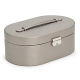 Winston Porter Oval Jewelry Box Faux Leather in Gray | 4 H x 6.25 W x 6.25 D in | Wayfair BBBC7FA8FE99443E97365AA0F1E82F41