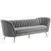 Silver Orchid Adams Vertical Channel Tufted Curved Velvet Sofa by Modway Velvet in Gray | 32 H x 88.5 W x 29.5 D in | Wayfair EEI-3453-GRY