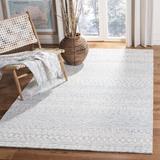 Blue/White 30 x 0.31 in Indoor Area Rug - Charlton Home® Crelake Chevron Handmade Tufted Blue/Ivory Area Rug Cotton/Wool | 30 W x 0.31 D in | Wayfair