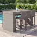 Sol 72 Outdoor™ Rochford 7 Piece Bar Height Pub Table Set Glass in Gray | 76 W x 34 D in | Wayfair 3E319A57B65B4C53A6E1CA388F5FE4E6