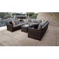 kathy ireland Homes & Gardens River Brook 11 Piece Outdoor Wicker Patio Furniture Set 11a in Slate - TK Classics River-11A-Grey