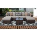 kathy ireland Homes & Gardens River Brook 7 Piece Outdoor Wicker Patio Furniture Set 07a in Almond - TK Classics River-07A-Beige