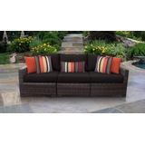 kathy ireland Homes & Gardens River Brook 3 Piece Outdoor Wicker Patio Furniture Set 03c in Onyx - TK Classics River-03C-Black