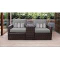 kathy ireland Homes & Gardens River Brook 3 Piece Outdoor Wicker Patio Furniture Set 03b in Slate - TK Classics River-03B-Grey