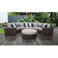 kathy ireland Homes & Gardens River Brook 6 Piece Outdoor Wicker Patio Furniture Set 06c in Almond - TK Classics River-06C-Beige