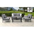 kathy ireland Homes & Gardens Madison Ave. 5 Piece Outdoor Aluminum Patio Furniture Set 05d in Slate - TK Classics Madison-05D-Grey