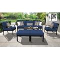 kathy ireland Homes & Gardens Madison Ave. 8 Piece Outdoor Aluminum Patio Furniture Set 08c in Midnight - TK Classics Madison-08C-Navy