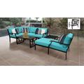 kathy ireland Homes & Gardens Madison Ave. 8 Piece Outdoor Aluminum Patio Furniture Set 08n in Aqua - TK Classics Madison-08N-Aruba