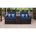 kathy ireland Homes & Gardens River Brook 3 Piece Outdoor Wicker Patio Furniture Set 03b in Midnight - TK Classics River-03B-Navy