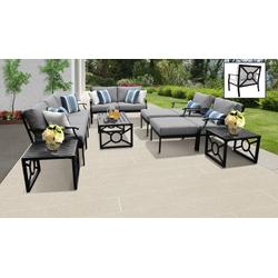 kathy ireland Homes & Gardens Madison Ave. 12 Piece Outdoor Aluminum Patio Furniture Set 12h in Slate - TK Classics Madison-12H-Grey