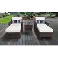 kathy ireland Homes & Gardens River Brook 5 Piece Outdoor Wicker Patio Furniture Set 05b in Alabaster - TK Classics River-05B-White