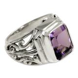 Wisdom Warrior,'Men's Sterling Silver and Amethyst Ring'