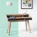 Hashtag Home Calvin Mid-Century Modern Writing Desk w/ Hutch Wood in Brown/Gray | 35.43 H x 47.24 W x 20.28 D in | Wayfair