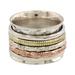 Five Delights,'Sterling Silver Copper and Brass Textured Spinner Ring'