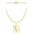 CARISSIMA Gold Women's 9 ct Yellow Gold Cubic Zirconia 10 x 11 mm Initial M Pendant on 9 ct Yellow Gold 0.4 mm Prince of Wales Chain Necklace of Length 46 cm/18 Inch