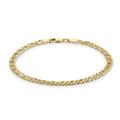 CARISSIMA Gold Unisex 9 ct Yellow Gold 4 mm Hollow Double Diamond Cut Curb Bracelet of Length 19 cm/7.5 Inch