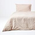 HOMESCAPES Luxury Soft Linen Duvet Cover Set Plain Natural Textured Linen Bedding Natural French Flax Fibre Linen & Pure 100% Cotton Blend Cream Duvet Cover With Pillowcases, Single