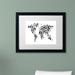 Trademark Fine Art 'Robot World Map Black' by Michael Tompsett Framed Graphic Art on Canvas in Black/White | 16 H x 20 W x 0.5 D in | Wayfair
