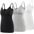 ZUMIY Pregnancy Breastfeeding Top, Maternity Nursing Tank Tops Seamless Cotton Basic Vest Sleeping Breastfeeding Bra (Small, Black+Grey+White/ 3-pk)