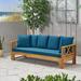 Breakwater Bay Trevion Extendable Patio Sofa w/ Cushions Wood/Natural Hardwoods in Brown/White | 24.25 H x 79.5 W x 51 D in | Wayfair