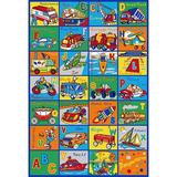 96 x 60 W in Rug - Zoomie Kids Strunk Kids Alphabet Transportation Multicolor Area Rug Polypropylene | 96 H x 60 W in | Wayfair