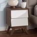 Hashtag Home Cravens 2 - Drawer Nightstand Wood in Brown/White | 21.5 H x 15.75 W x 13.75 D in | Wayfair C2C8EB6244B7479A9211F5A597CA2422